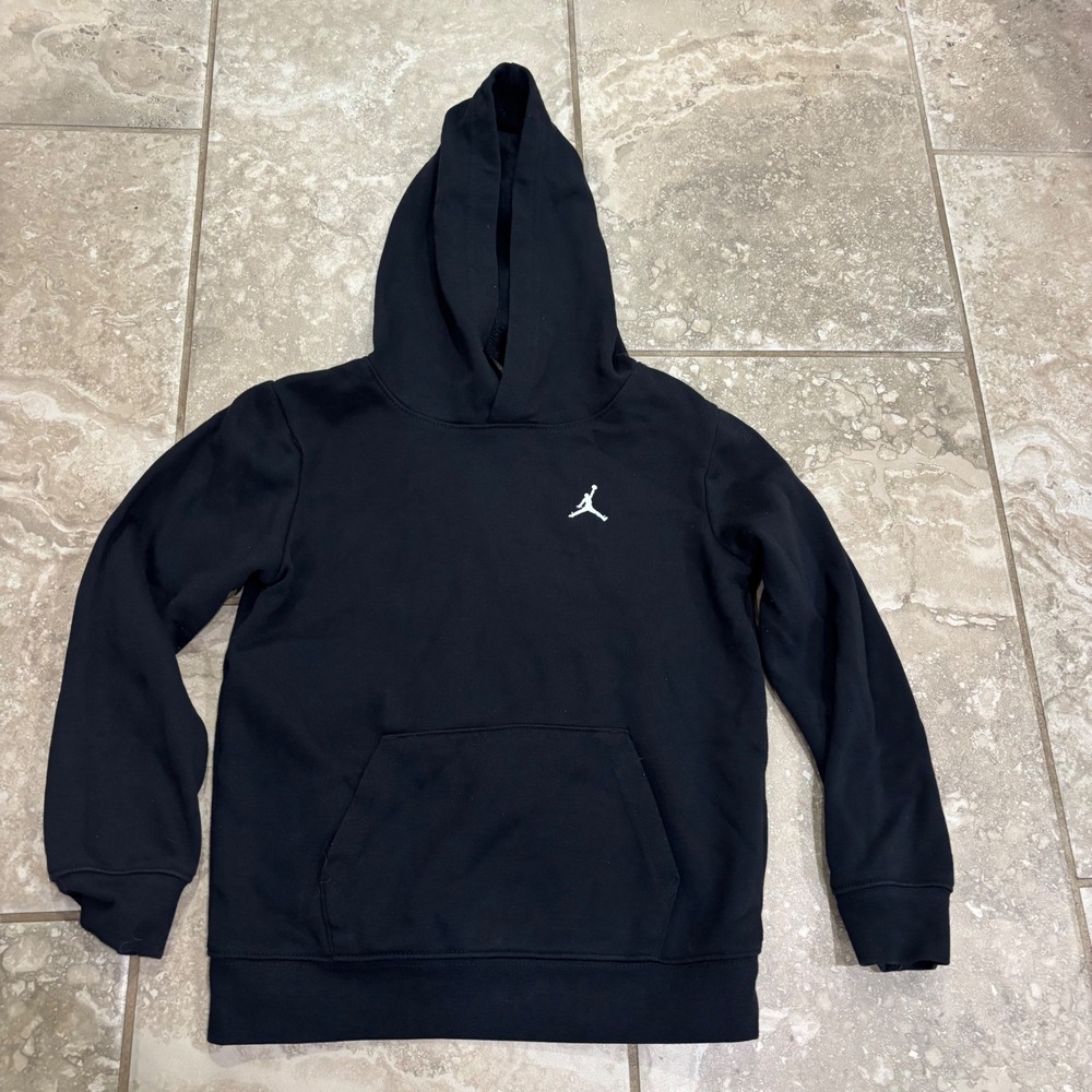 Jordan Kids Black Jumpman Pullover Fleece Hoodie Size 7 D326-023